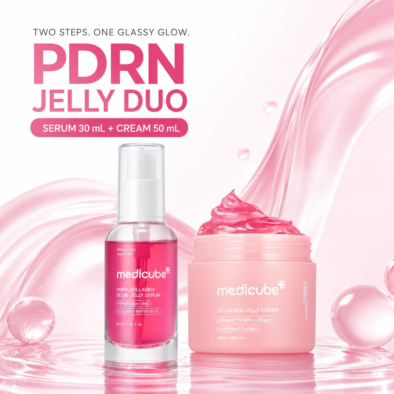 [medicube]  PDRN Pink Collagen Glow Jelly Serum | Lightweight Water-Jelly For Plump & Supple Skin - Radiance & Elasticity Care, Korean Skin Care 1.01 fl.oz