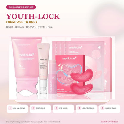 [NEW] [medicube] Youth-Lock Gua Sha Routine Set l Firming, Sculpting, De-Puffing Care for Face & Body l Volufiline, PDRN, Retinol, NAD, Collagen, l Fine Lines, Jawline, Neck, Dark Circles, Underarms, Chest, Décolleté, Legs, Shoulder l Korean Skincare