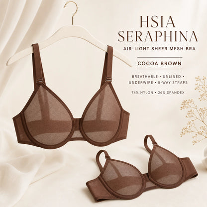 HSIA Seraphina Air Light Breathable Sheer Mesh Halter Bra Plus Size Summer Unlined Full Coverage Bra Underwire Support Non Padded Bra Lightweight Convertible Multiway 5-Way Wear Front Adjustable Detachable Straps Comfort Everyday Womenswear
