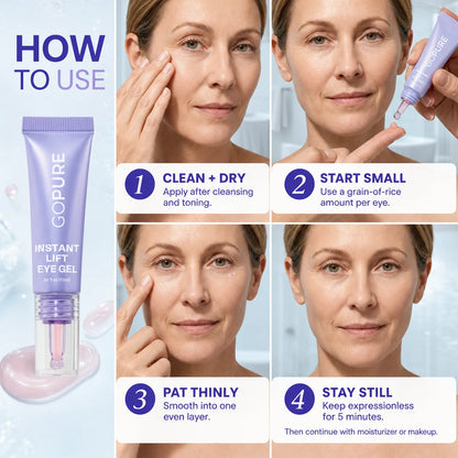 🏆¡NUEVO! Gel para ojos de efecto lifting instantáneo GoPure - Para hinchazón y bolsas, arrugas, líneas de expresión y ojeras, cuidado de la piel antienvejecimiento para hombres y mujeres con biotecnología que actúa sobre el colágeno