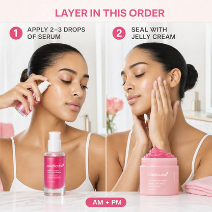 [medicube]  PDRN Pink Collagen Glow Jelly Serum | Lightweight Water-Jelly For Plump & Supple Skin - Radiance & Elasticity Care, Korean Skin Care 1.01 fl.oz