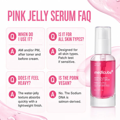 [medicube]  PDRN Pink Collagen Glow Jelly Serum | Lightweight Water-Jelly For Plump & Supple Skin - Radiance & Elasticity Care, Korean Skin Care 1.01 fl.oz