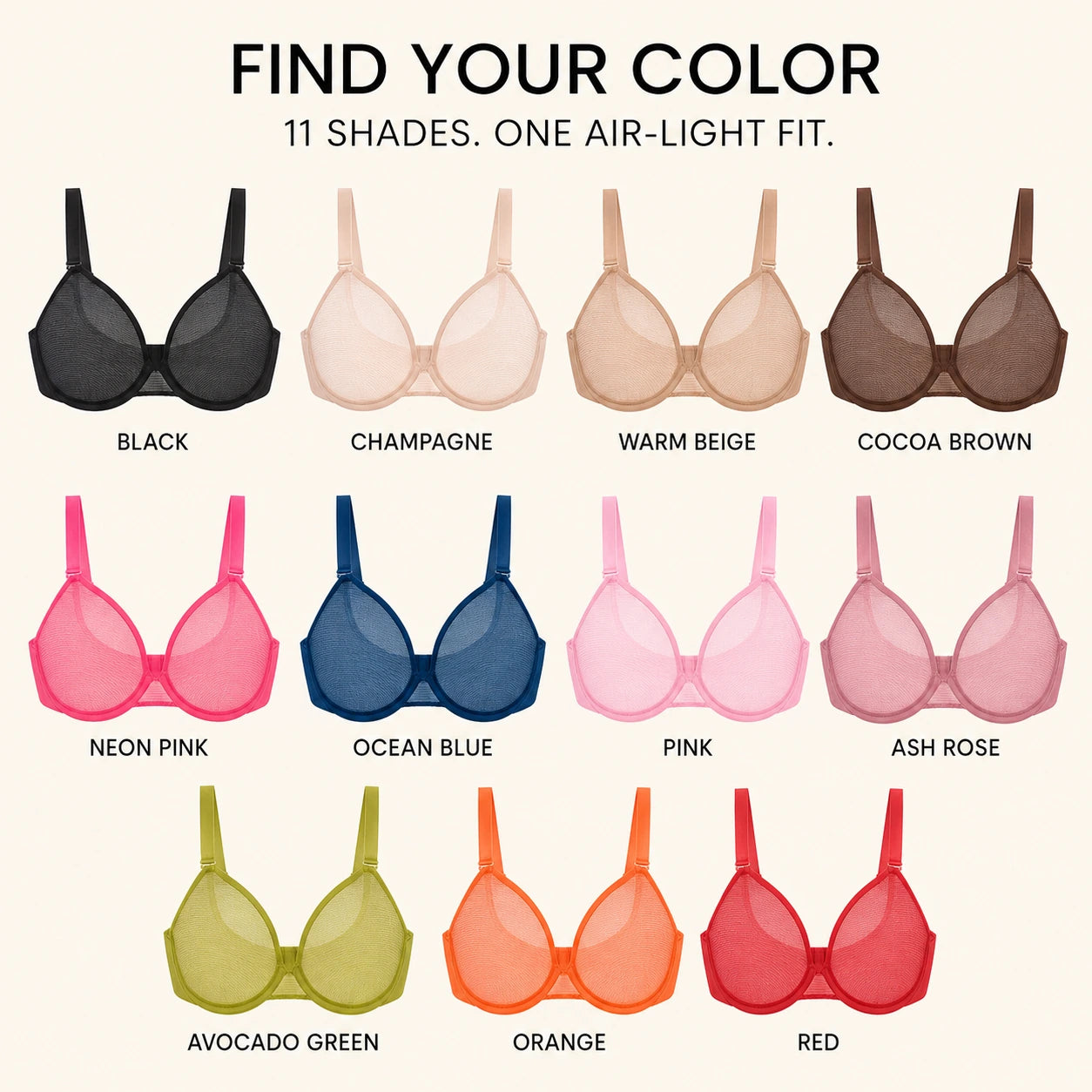 HSIA Seraphina Air Light Breathable Sheer Mesh Halter Bra Plus Size Summer Unlined Full Coverage Bra Underwire Support Non Padded Bra Lightweight Convertible Multiway 5-Way Wear Front Adjustable Detachable Straps Comfort Everyday Womenswear