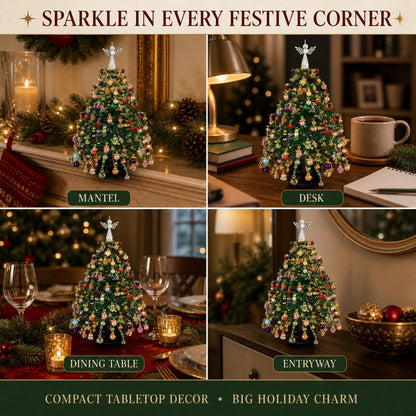 DIY Beaded Christmas Tree Kit, Hand‑Made Mini Crystal Bead Xmas Tree Craft Set, Complete Christmas Decoration Making Supplies with Beads, Angel Tree Topper, Base & Accessories, Tabletop Holiday Ornament, Fun DIY Project, Ideal Christmas Gift for Kids & Fa