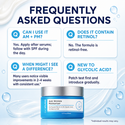 GOPURE Anti Wrinkle Moisturizer - Hydrating Peptide Blend with 4% Glyco-Peptide for Daily Skin Repair & Instant Hydration