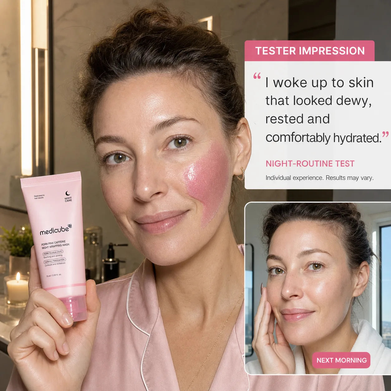 [medicube] PDRN Pink Caffeine Overnight Wrapping Mask : SLEEP, SHED, AND GLOW!