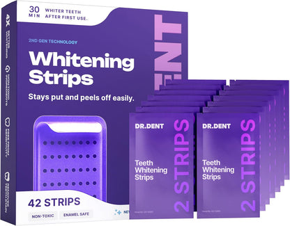 🦷DRDENT Purple Teeth Whitening Strips - 7/21 Whitening Sessions - Non Sensitive Teeth Whitening - Peroxide-Free🦷