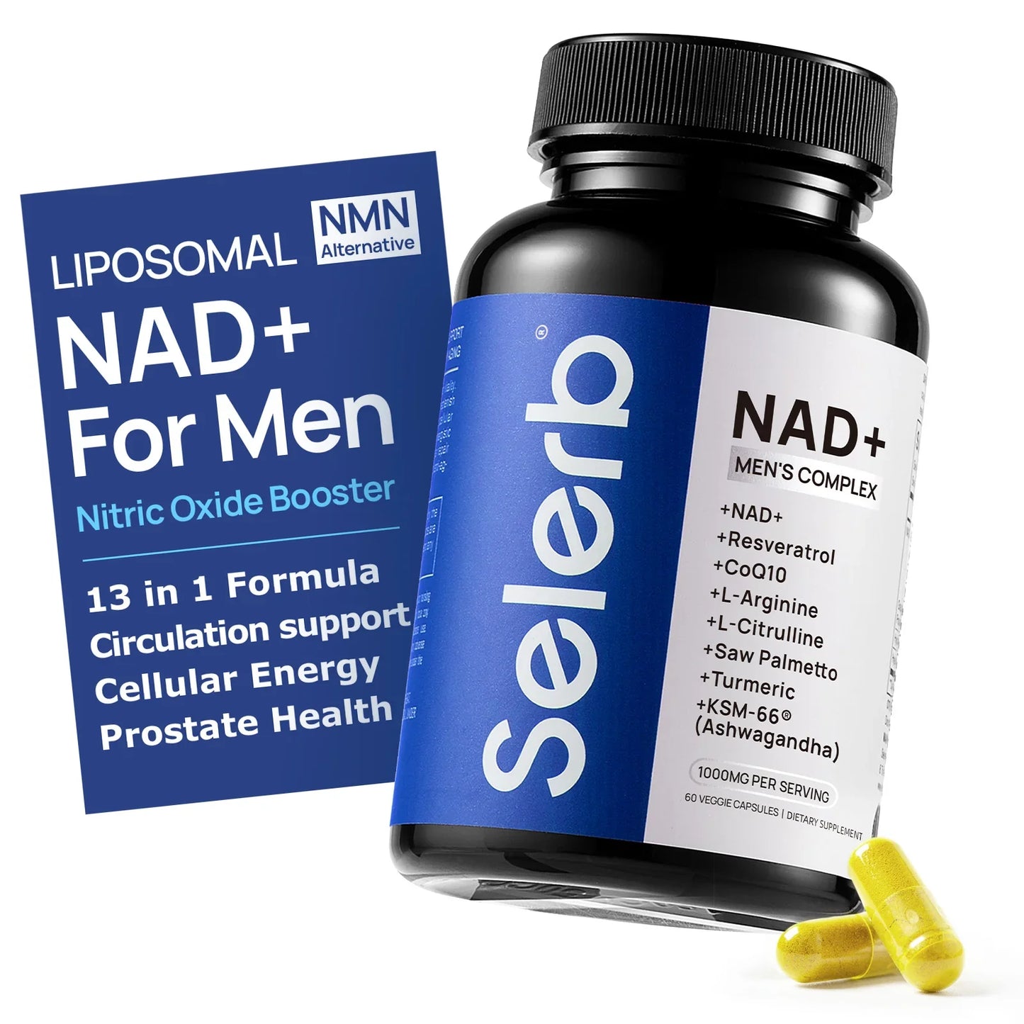 Selerb NAD+ Supplements & Magnesium Complex Bundle for Men, 90 + 60 Capsules