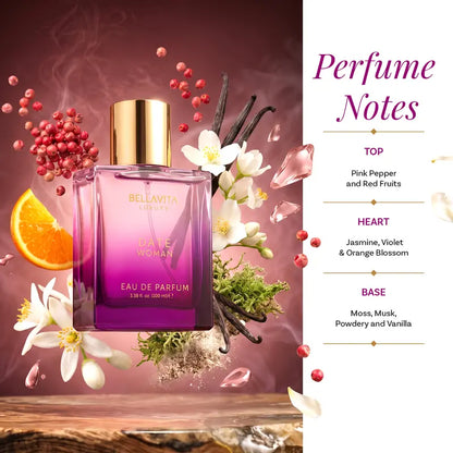Bellavita Luxury DATE Woman Eau De Parfum 100ML | Romantic Women Perfume | Long Lasting Floral Fruity Fragrance | Perfume for Women | Women Perfume Gift Set | Women’s Day Special