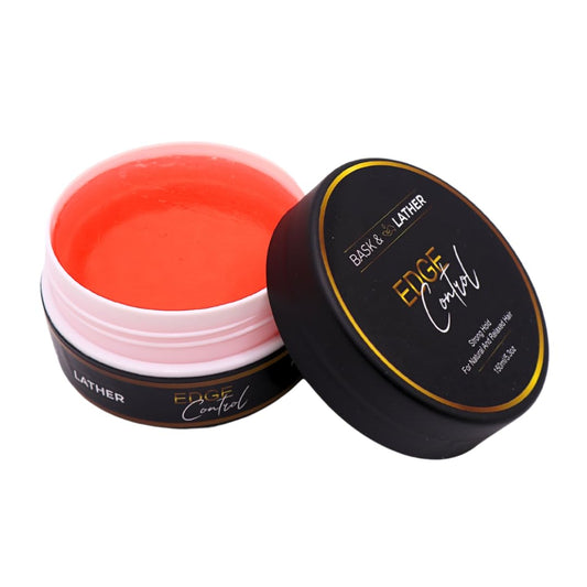 BASK & LATHER Strong Hold Edge Control Gel with Castor Oil, Non-Greasy, Non-Flaking, No White Cast, Long Lasting, Supports Hair Growth, Natural Formula, For All Hair Types