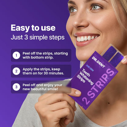 🦷DRDENT Purple Teeth Whitening Strips - 7/21 Whitening Sessions - Non Sensitive Teeth Whitening - Peroxide-Free🦷