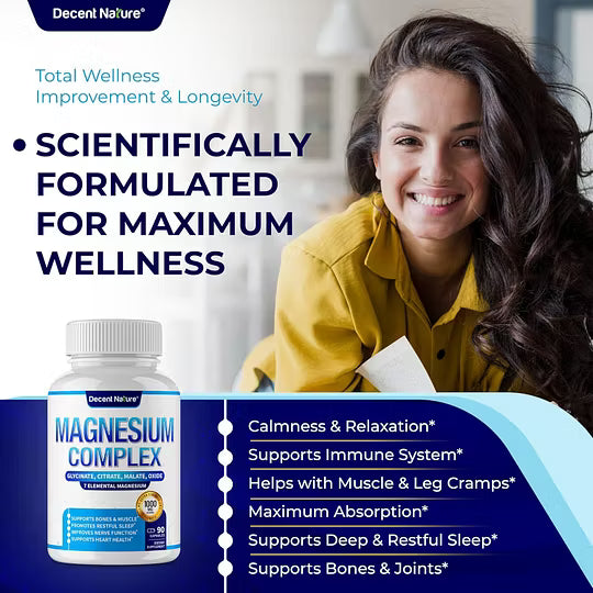 Magnesium Complex 7 Elemental Magnesium Supplement 1000mg – Magnesium Glycinate, Citrate, Malate, Taurate, Oxide, Aspartate, Orotate Non-GMO 90 Capsules-L