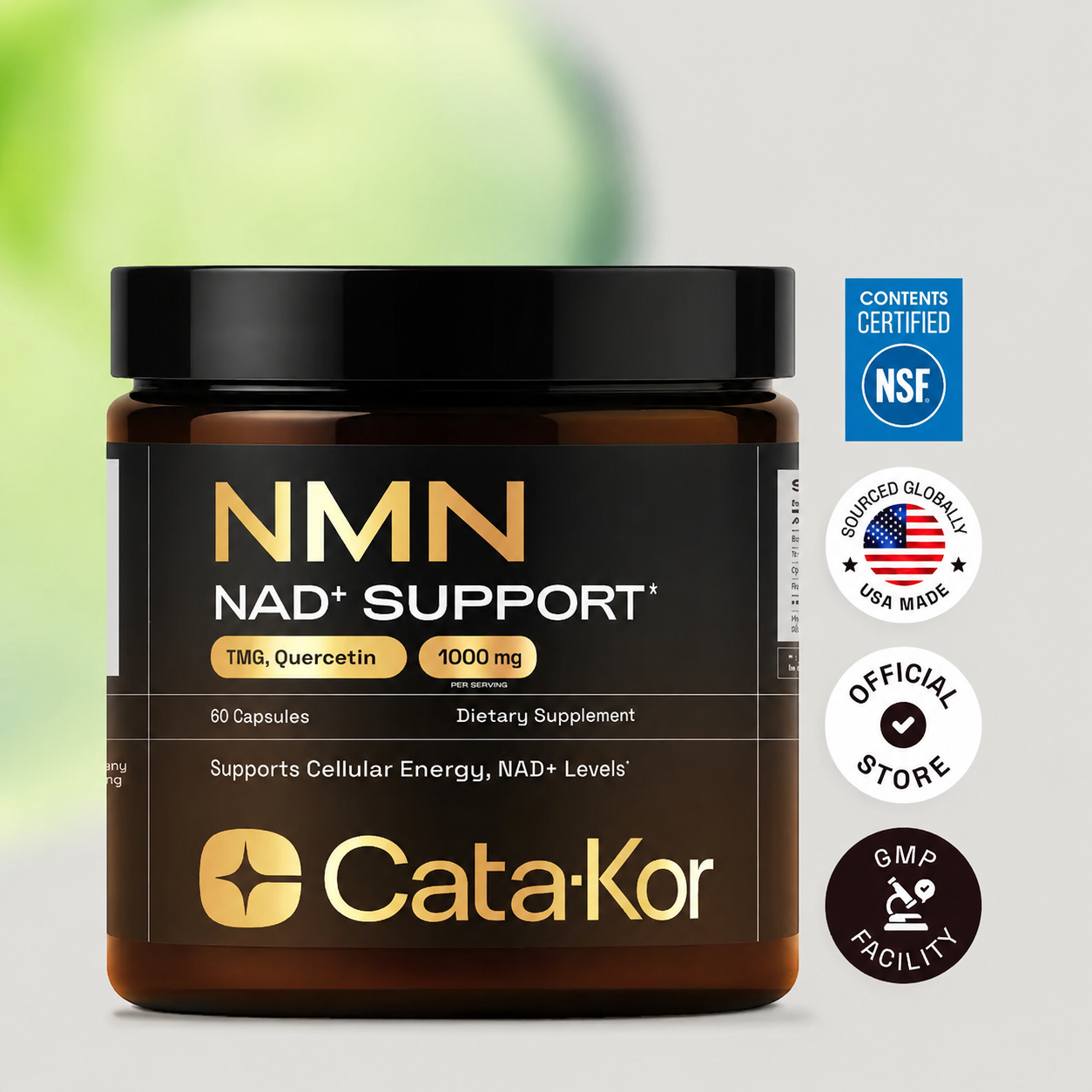 Cata-Kor NMN Supplement – 1000 mg | Quercetin | TMG | Resveratrol Complex – Supports Cellular Energy & NAD+ Levels - Vitamin Dietary Supplement Healthcare
