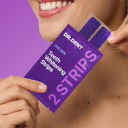 🦷DRDENT Purple Teeth Whitening Strips - 7/21 Whitening Sessions - Non Sensitive Teeth Whitening - Peroxide-Free🦷