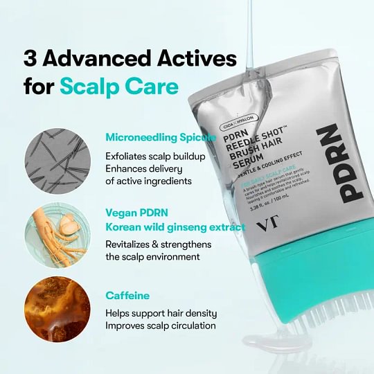 PDRN Reedle Shot Hair Brush Serum with Original Liquid Microneedling & PDRN | Large-Capacity Full Scalp Care, Hair Thickening, Fuller-Looking Hair & Daily Root Care | Hairline, Roots, Baby Hair & Dry Scalp | Korean Haircare