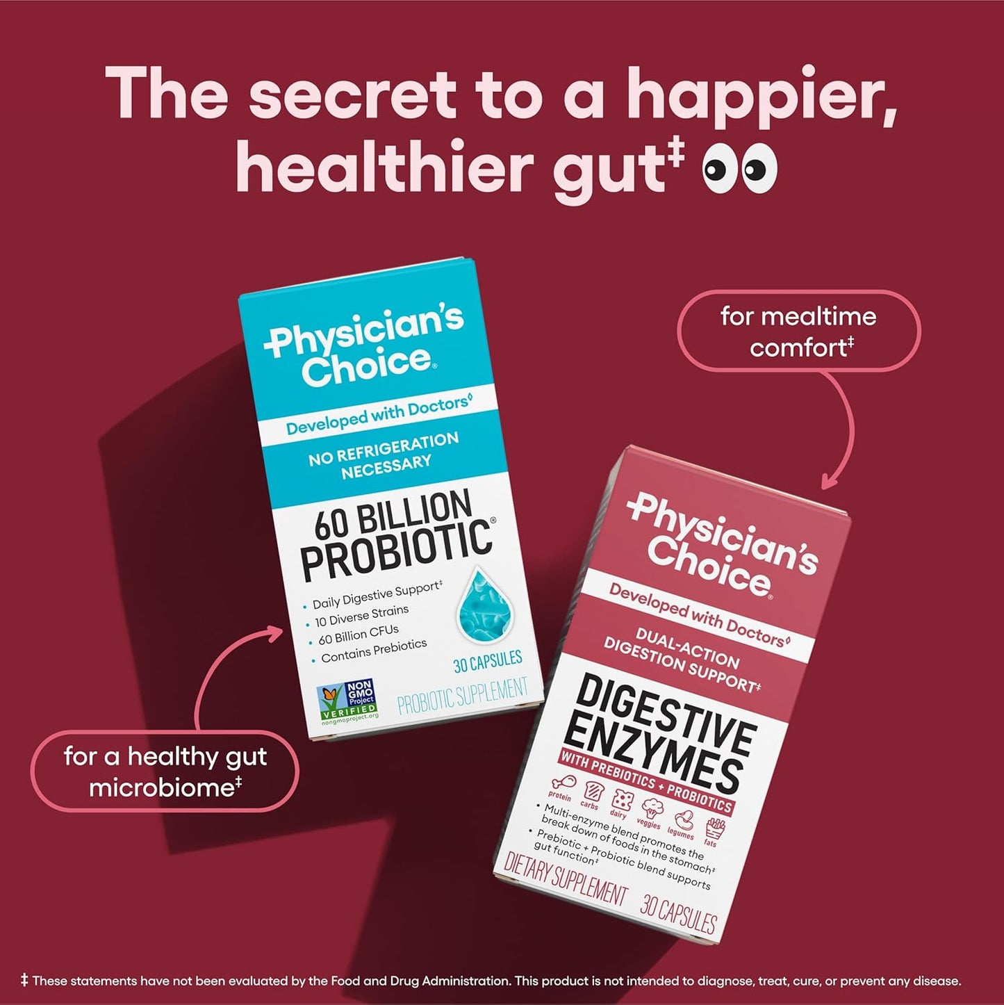 Physician's Choice Digestive Enzymes - Bloating & Mealtime Discomfort Support with Probiotics + Prebiotics for Digestion & Gut Health