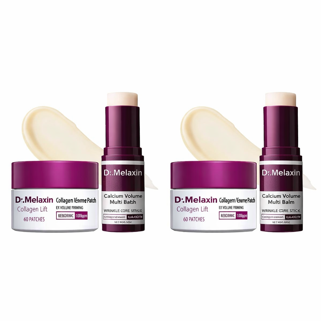 Dr.Melaxin Calcium Volume Multi-Balm + 60pcs Eye Patch Duo，Elasticity & Skin Repair Set, Korean Skincare with Collagen Extract