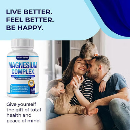 Magnesium Complex 7 Elemental Magnesium Supplement 1000mg – Magnesium Glycinate, Citrate, Malate, Taurate, Oxide, Aspartate, Orotate Non-GMO 90 Capsules-L