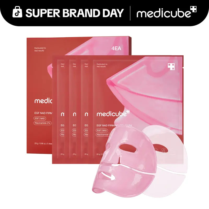 [medicube] NAD+ EGF Firming Gel Mask (4 sheets) | Color Changing Red Jelly Mask| NAD+, EGF, Anti-aging, Plumping, Radiance Boosting | Korean Skincare