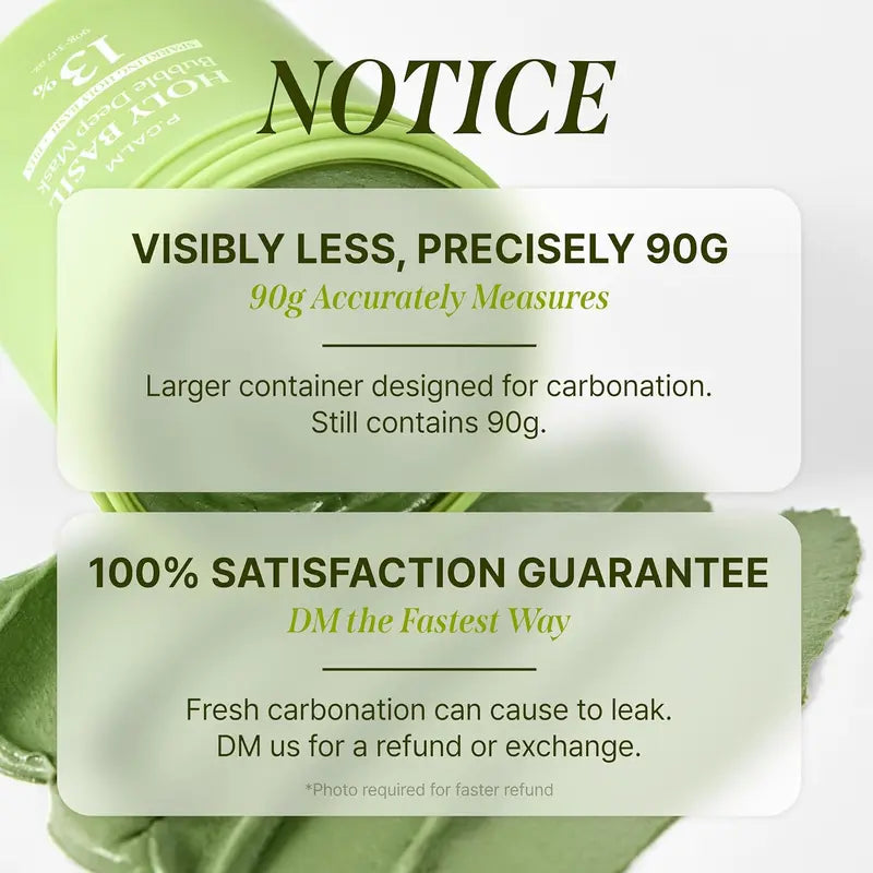 Holy Basil Bubble Deep Mask | Blackhead Removal & Pore Cleansing, Purifying Clay Wash-Off Pack, Carbonated Water, for Sensitive Skin | Korean Skincare, 90g / 3.17 oz