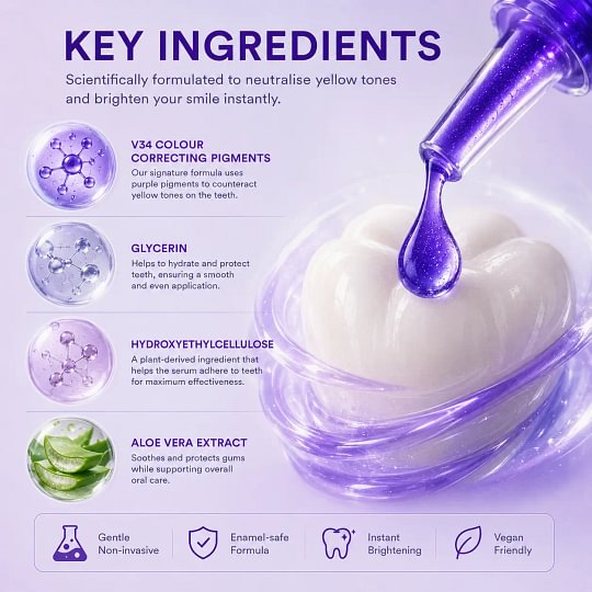 [Recommended by Kim Kardashian] Hismile V34 Colour Corrector - Tooth Stain Concealer, Temporary Brightening Booster, Purple Toothpaste, Colour Correcting