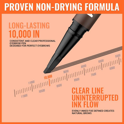 4D Brow Pen, 2-in-1 Eyebrow Pencil with Waterproof Microblading and Dual-Ended Eyeliner Brush for Natural Brow M