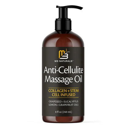 M3 Naturals Anti Cellulite Massage Oil 8oz - Smooth the Appearance of Cellulite - Body Care & Skin Care Massage Oil - Topical Collagen and Plant Stem Cell Body Oil to Restore Texture and Elasticity - Soothing Body Oil Moisture #TikTokShopSummerSale