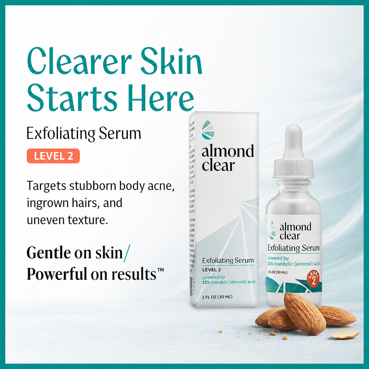 Body Clearing Serum [1 Fl Oz] Level 2 Acne Serum - Advanced Formula for Body Acne, Folliculitis, Back, Butt, Chest, Thighs, Shoulders - Mandelic Acid-L