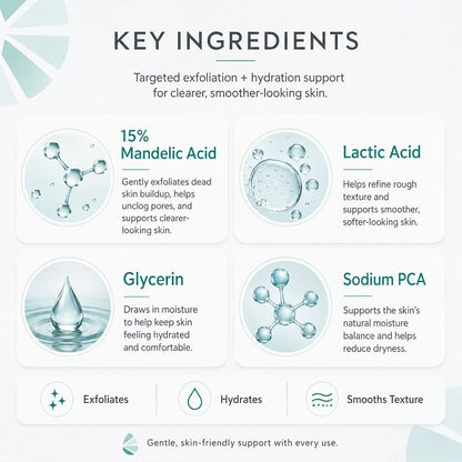 Level 2 Mandelic Acid Serum | Body Acne Treatment, Clear Butt Acne, Folliculitis, Fungal Acne, Hyperpigmentation, Ingrown Hairs | Daily Skincare, Safe for Sensitive Skin, Skin Repair, Fungus