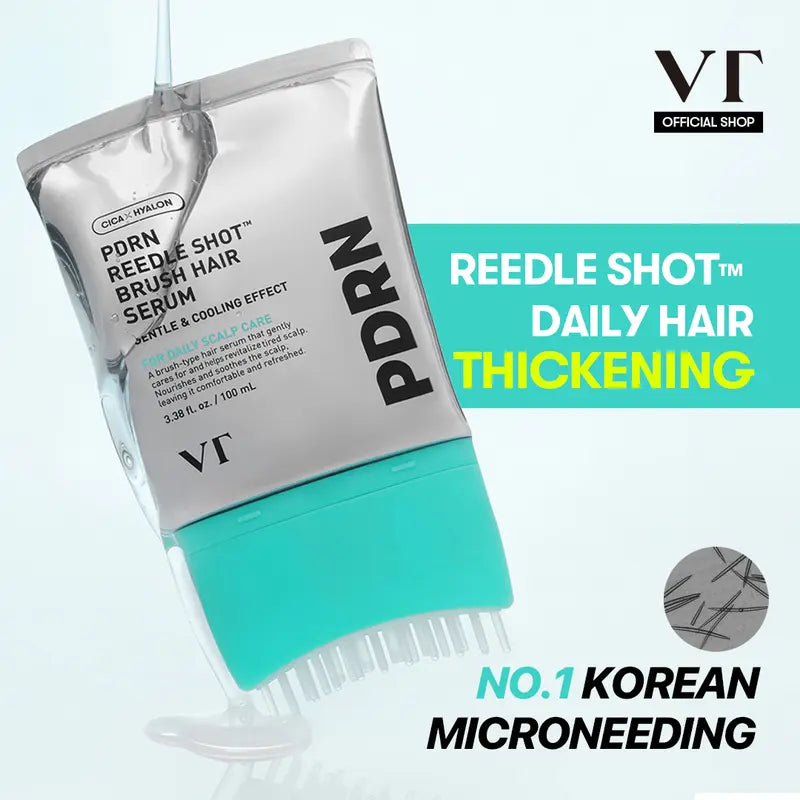 PDRN Reedle Shot Hair Brush Serum with Original Liquid Microneedling & PDRN | Large-Capacity Full Scalp Care, Hair Thickening, Fuller-Looking Hair & Daily Root Care | Hairline, Roots, Baby Hair & Dry Scalp | Korean Haircare