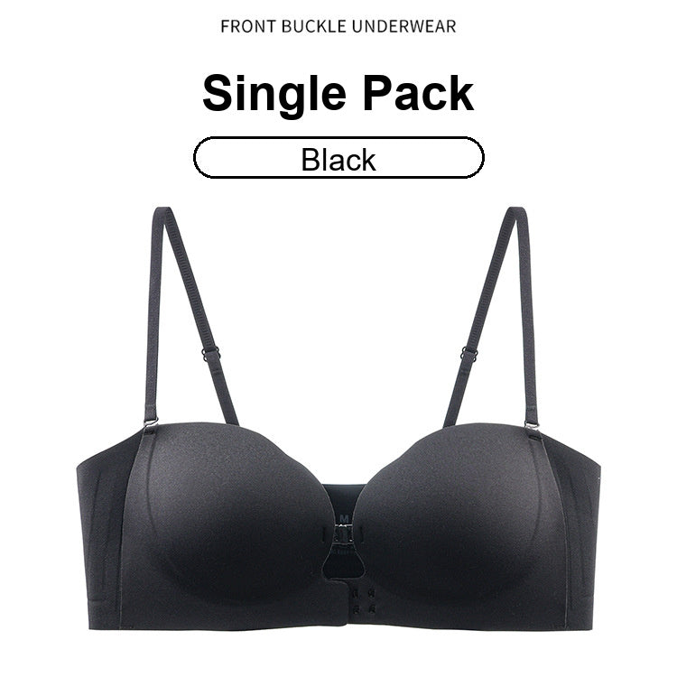 Womens Strapless Front Closure Bra Push Up Lift Bra Padded Add Cup Non Slip Anti-Slip Grip & Removable Straps Fit Outfits Wireless Supportive Seamless Comfortable