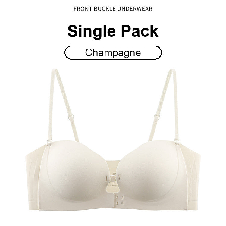 Womens Strapless Front Closure Bra Push Up Lift Bra Padded Add Cup Non Slip Anti-Slip Grip & Removable Straps Fit Outfits Wireless Supportive Seamless Comfortable