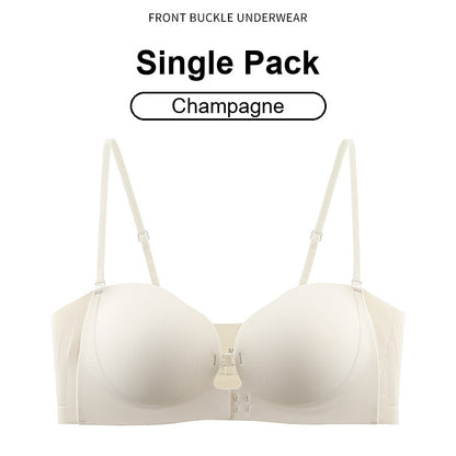 Womens Strapless Front Closure Bra Push Up Lift Bra Padded Add Cup Non Slip Anti-Slip Grip & Removable Straps Fit Outfits Wireless Supportive Seamless Comfortable